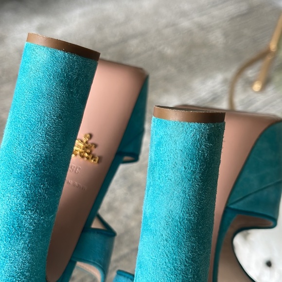 Turquoise blue suede Prada platform sandals - Picture 8 of 9